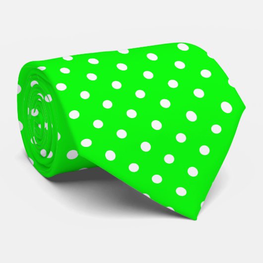 Green and White Polka Dot Necktie Stropdas (Opgerold)