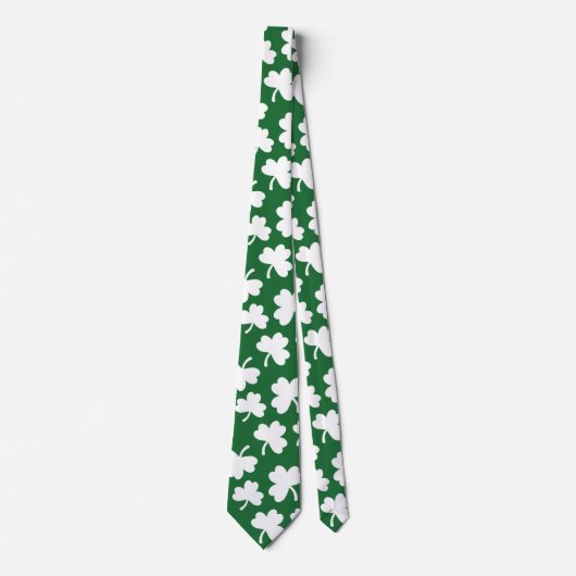 Green and white Shamrock Irish St. Patricks Day Stropdas (Voorkant)
