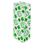 Green and White Shamrock St Patrick's Day Gift Bag Wijn Cadeautas (Voorkant Gekanteld)