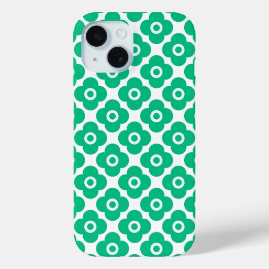 Green and white simple floral pattern retro Case-Mate iPhone case (Achterkant)