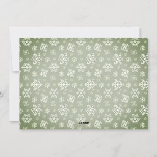 Green And White Snowflakes Merry Christmas Photo Feestdagenkaart (Achterkant)