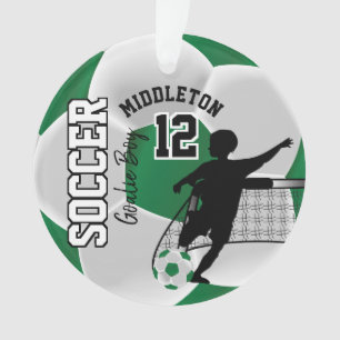 Green and White Soccer Goalie Boy Ornament