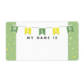 Green and Yellow Cute Hello My Name Is Sticker (Voorkant)