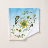 Green and Yellow Floral Mandala Art (Gant de toilette)