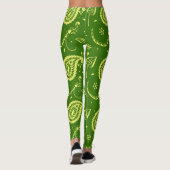 Green And Yellow Kalka Print Women's Leggings (Dos)