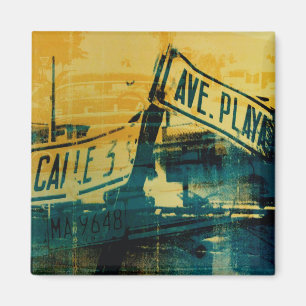 Green and Yellow Street Sign Magneet