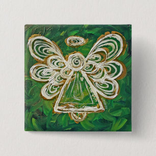 Green Angel Button of Pin