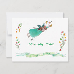 Green Angel, Garlands en Holiday Banner Feestdagenkaart