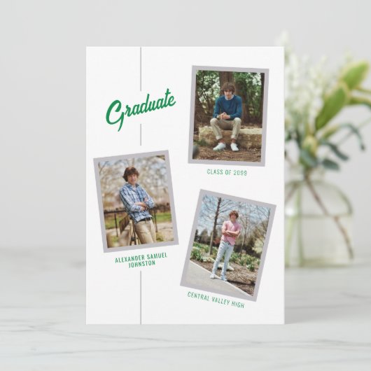 Green Angled Faire-part d'obtention d'un diplôme d (Debout devant)