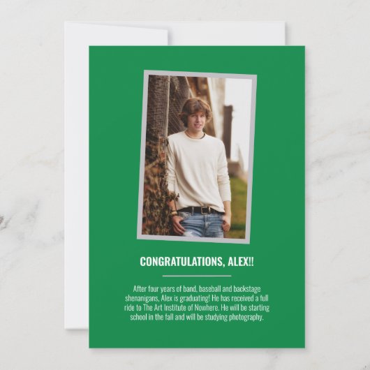 Green Angled Faire-part d'obtention d'un diplôme d (Dos)