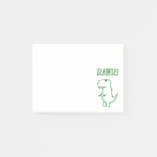 Green Angry T Rex Dino Post-it® Notes (Voorkant)