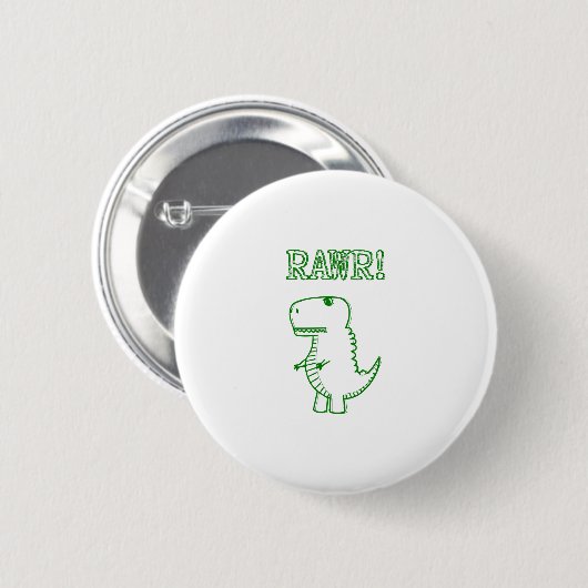 Green Angry T Rex Dino Ronde Button 5,7 Cm (Voorkant /achterkant)