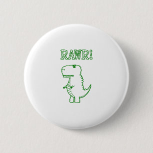 Green Angry T Rex Dino Ronde Button 5,7 Cm