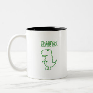 Green Angry T Rex Dino Tweekleurige Koffiemok