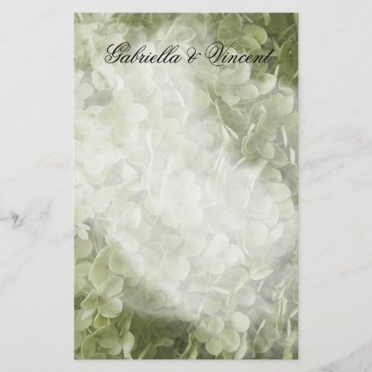Green Annabelle Hydrangea Floral Wedding Briefpapier (Voorkant)