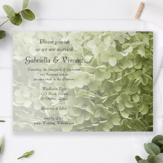 Green Annabelle Hydrangea Floral Wedding Kaart