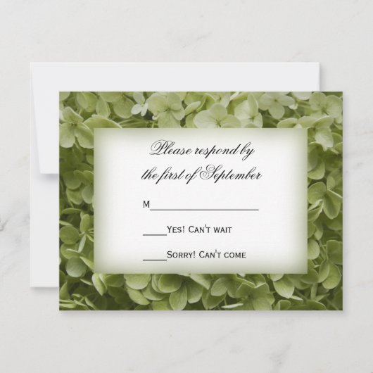 Green Annabelle Hydrangea Flower Wedding Carte RSV (Devant)