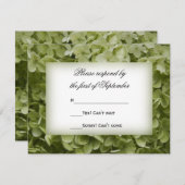 Green Annabelle Hydrangea Flower Wedding RSVP Kaar (Voorkant / Achterkant)