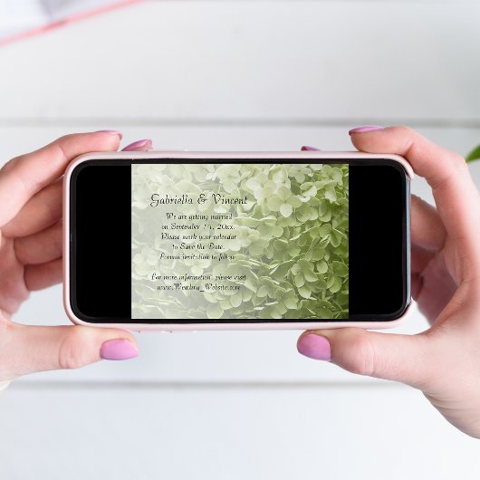 Green Annabelle Hydrangea Wedding Save the Date