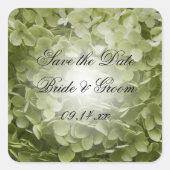 Green Annabelle Hydrangea Wedding Save the Date Vierkante Sticker (Voorkant)