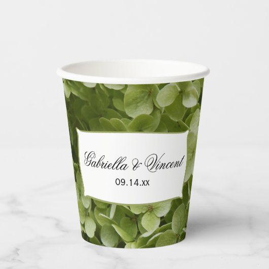 Green Annabelle Hydrangeas Weddenschap Papieren be Papieren Bekers (Voorkant)