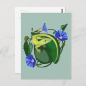 Green Anole with Morning Glory Briefkaart (Voorkant / Achterkant)