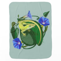 Green Anole with Morning Glory 