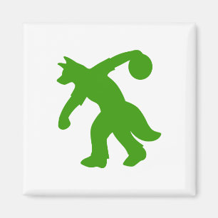 Green Anthropomorphic Canine Bowling Magnet 0001 Magneet