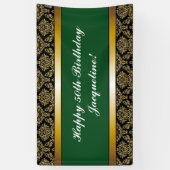 Green Any Age Gold Damask Anniversaire Bannière (Vertical)
