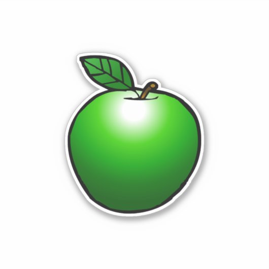 Green Apple Custom-Cut Vinyl Sticker (Voorkant)
