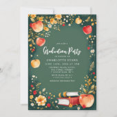 Green Apple Floral Enseignant Invitation (Devant)