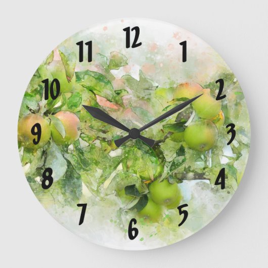 Green Apple Kitchen Clock Grote Klok (Voorkant)