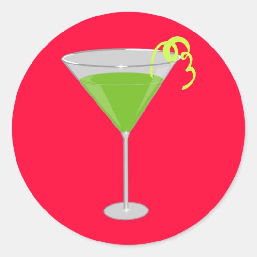Green Apple Martini Ronde Sticker (Voorkant)