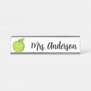 Green Apple Personalized Teacher Name Bord Bureau Naambordje