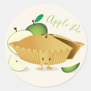 Green Apple Pie Character  Zelfklever Ronde Sticker