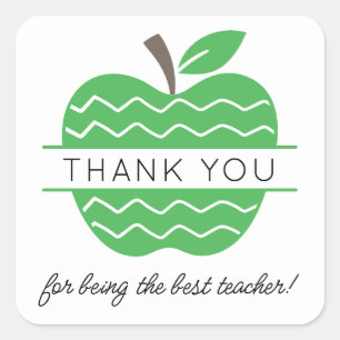 Green Apple Teacher Bedankt Vierkante Sticker