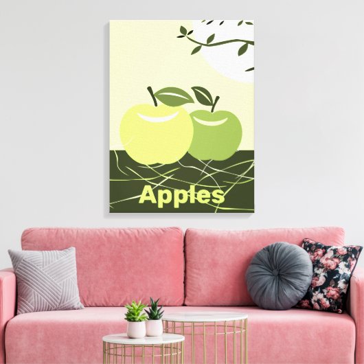 Green Apples Kitchen Wall Decor Canvas Afdruk (Insitu (Woonkamer))