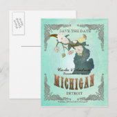 Green Aqua Économisez La Carte Date -MI Avec De Be (Devant / Derrière)