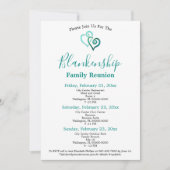 Green Aqua Linked Hearts Invitation de réunion de  (Devant)