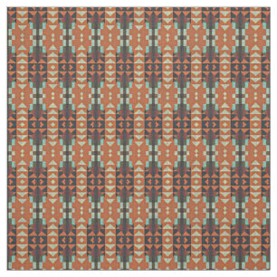 Green Aqua Turquoise Red Oranje Brown Ethnic look Stof