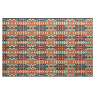 Green Aqua Turquoise Red Oranje Brown Ethnic look Stof