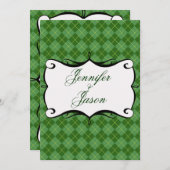 Green Argyle Diamond Pattern Wedding Invitting Kaart (Voorkant / Achterkant)