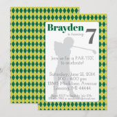 Green Argyle Golf Birthday Invitation Kaart (Voorkant / Achterkant)