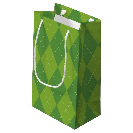 Green Argyle Klein Cadeauzakje (Achterkant Gekanteld)