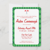 Green Argyle Mini Golf Kids Birthday Uitnodigingen (Voorkant)