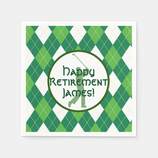 Green Argyle Patroon en Golffeest Servetten (Voorkant)