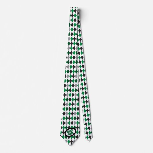 Green Argyle Pattern Game Day Stropdas (Voorkant)