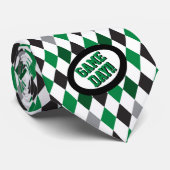 Green Argyle Pattern Game Day Stropdas (Opgerold)
