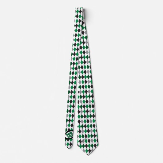 Green Argyle Pattern Game Day Stropdas (Achterkant)