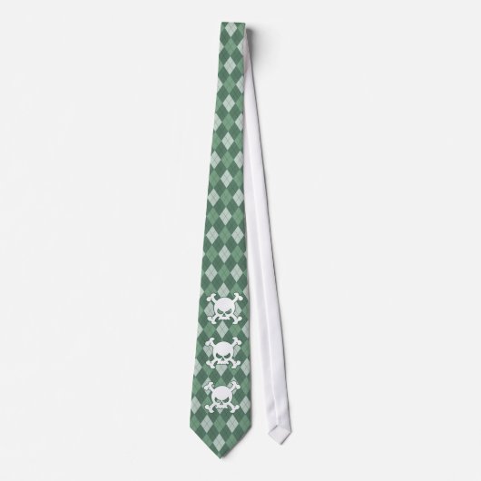 Green Argyle Skull Stropdas (Voorkant)
